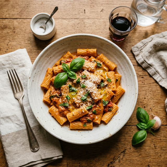 Creamy Tomato Basil Rigatoni